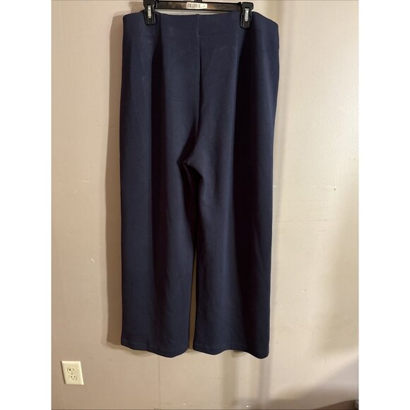 Lane Bryant Wide Leg Trousers Navy Blue Stretch Elastic Waist Pockets Sz 16 (2) - Picture 5 of 10
